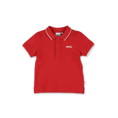 Hugo Boss Polo Rossa In Piquet Di Cotone Baby Boy In Rosso