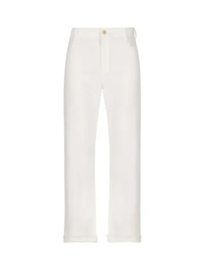 Max Mara Women's Tracy High-rise Fringed Straight Crop Jeans In White