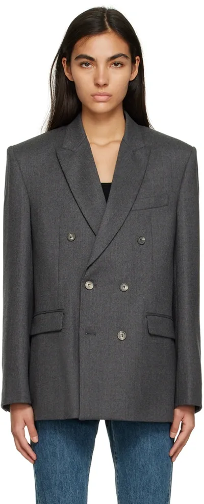 Wardrobe.nyc Gray Double-breasted Blazer In Charcoal