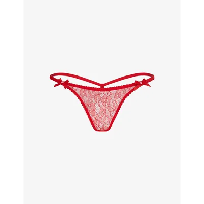 Agent Provocateur Womens Red Lorna Mid-rise Lace Thong