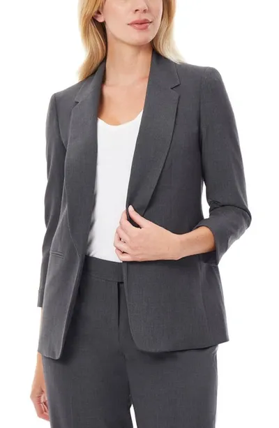 Jones New York Three Quarter Sleeve Blazer In Grey