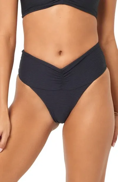 L*space Bardot Ribbed Bikini Bottoms In Black