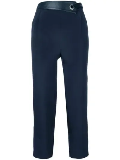 Max & Moi Eyelet Detail Cropped Trousers In Blue