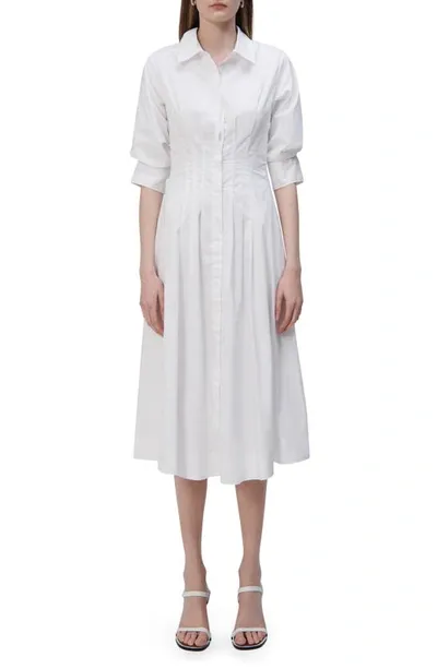 Simkhai Ainsley Pleated Cotton-blend Poplin Midi Shirt Dress In White