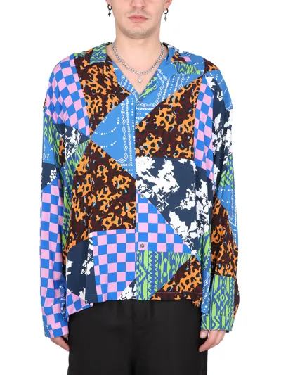 Marcelo Burlon County Of Milan Hawaii Mix & Match Shirt In Blue