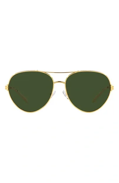 Tory Burch 58mm Pilot Sunglasses In Gold