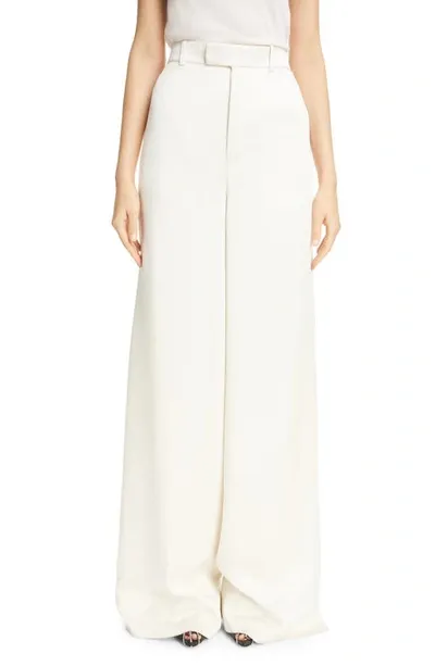 Saint Laurent High-rise Wide-leg Crêpe Pants In White