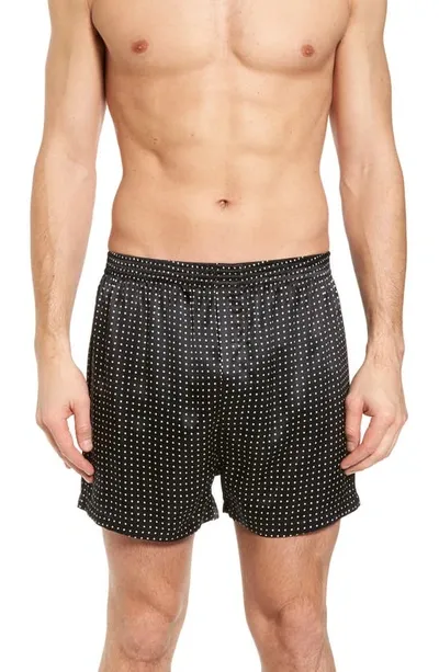 Majestic Men's Dotted Silk Boxer Shorts In Black