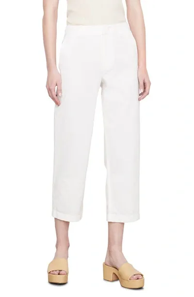 Vince Mid-rise Washed Cotton Cropped Pants In White