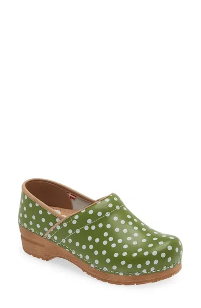 Sanita Roxbury Polka Dot Clog In Green