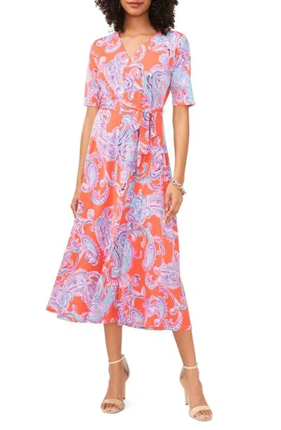 Chaus Paisley Knit Midi Dress In Neon Reef