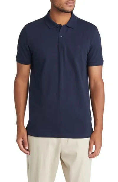 Hugo Boss Pallas Cotton Polo In Dark Blue