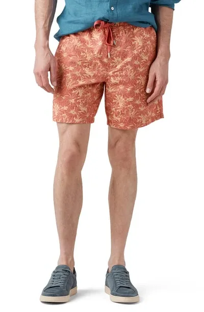 Rodd & Gunn Main Beach Floral Stretch Cotton Drawstring Shorts In Sunset