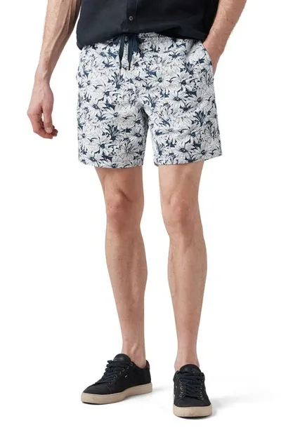 Rodd & Gunn Main Beach Floral Stretch Cotton Drawstring Shorts In Lagoon