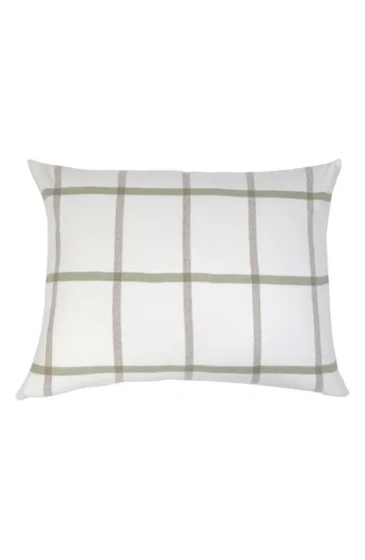 Pom Pom At Home Copenhagen Windowpane Check Cotton Accent Pillow In White Olive