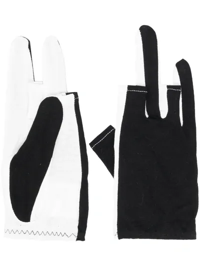 Yohji Yamamoto Contrasting Panelled Cotton Gloves In Black