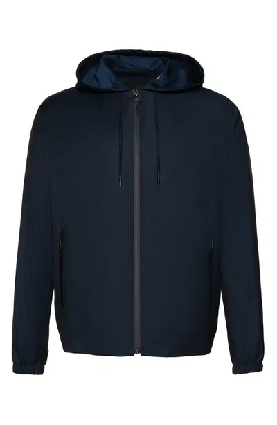 Cardinal Of Canada Beckett Water Repellent Hooded Herringbone Wool Rain Coat In Navy Herringbone