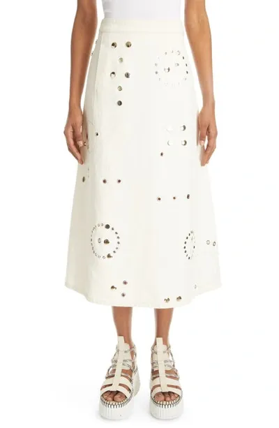 Chloé + Net Sustain Recycled-cotton And Hemp-blend Midi Skirt In 107