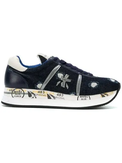 Premiata 'conny' Metallic-sneakers In Blue