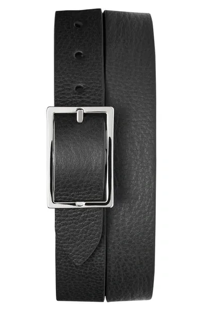 Shinola Men's Reversible Rectangular-buckle Leather Belt In Black