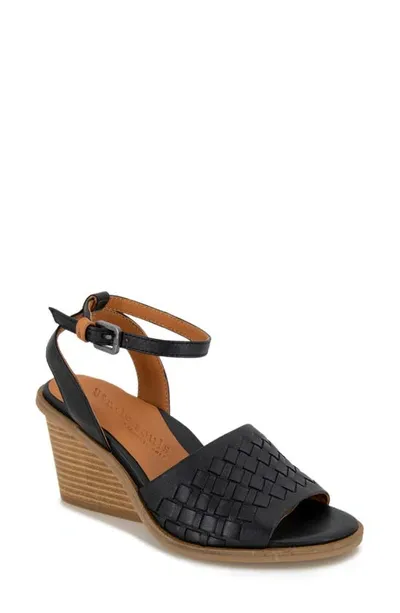 Gentle Souls By Kenneth Cole Nadia Woven Wedge Sandal In Black