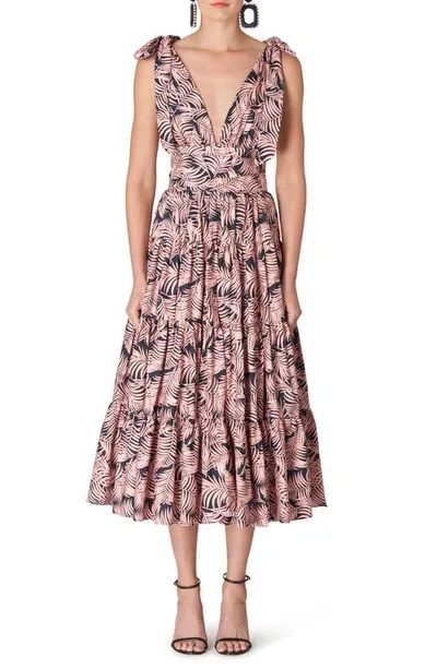 Carolina Herrera Tiered Cotton-blend Midi Dress In Midnightmu