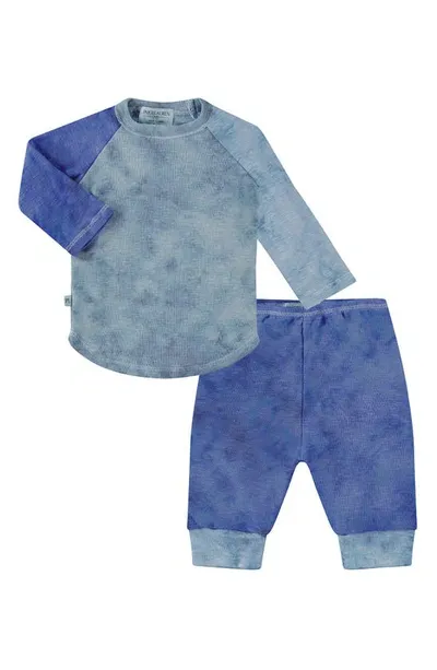 Paigelauren Babies'  French Terry Raglan Top & Pants Set In Marble Navy