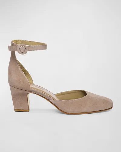 Bernardo Remy Suede Ankle-strap Pumps In Beige