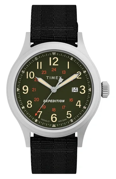 Timex ® Expedition North Sierra Recycled Textile Strap Watch, 40mm In Black