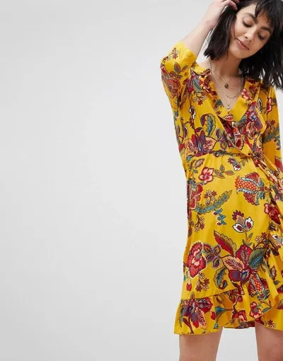 Vero Moda Floral Wrap Dresses-multi