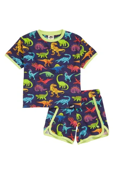 Boardies Kids' Dinosaur Print Organic Cotton Blend T-shirt & Shorts In Multi