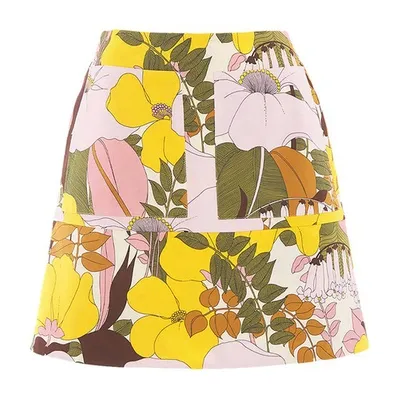 La Doublej Mini Skirt In Big Flower Rose Pink