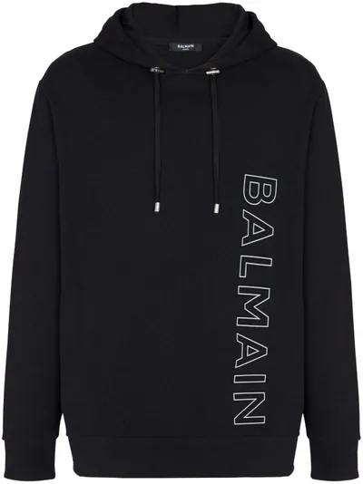 Balmain Hoodie Mit Logo-print In Black