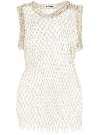 Jil Sander Net Vest Top In Neutrals