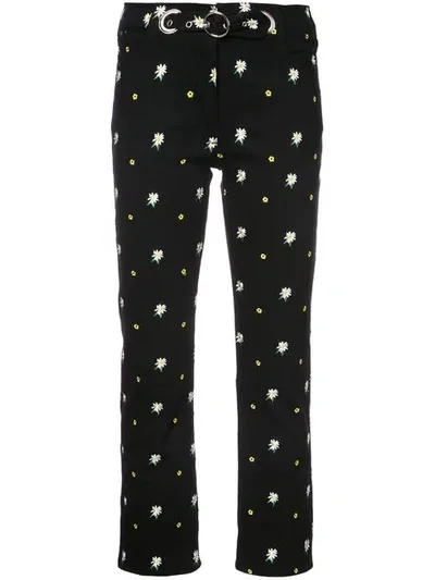 Miaou Daisy Embroidered Trousers In Black