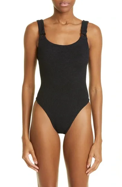 Hunza G Tortoise Strap Detail One-piece Swimsuit In Black