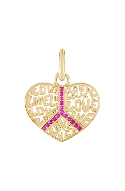 Eden Presley Women's Peace & Love 14k Yellow Gold & Ruby Mantra Pendant