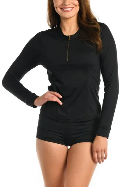 La Blanca Island Goddess Half-zip Rashguard In Black