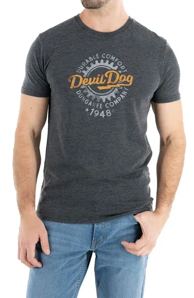 Devil-dog Dungarees Gear Graphic T-shirt In Dark Heather Grey