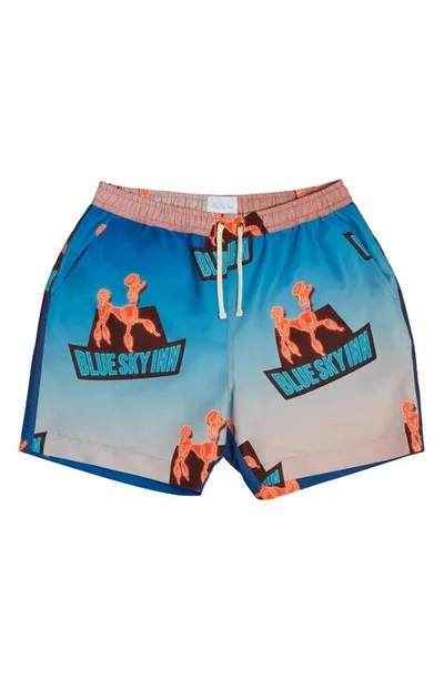 Blue Sky Inn Seasonal Swim Trunks In Blue