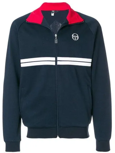 Sergio Tacchini Striped Detail Sports Jacket In Blue