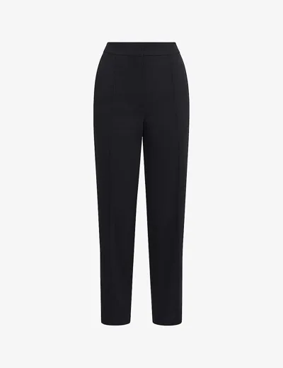 Reiss Black Elasticated Waistband Tapered Trousers