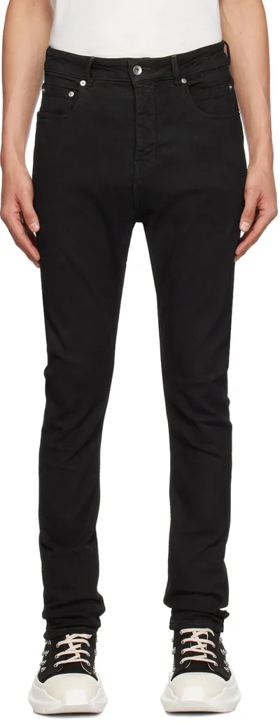 Rick Owens Drkshdw Drkshdw By Rick Owens Man Denim Pants Black Size 30 Cotton, Elastomultiester, Rubber