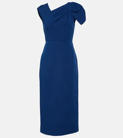 Roland Mouret Wool And Silk Midi Dress In Blue