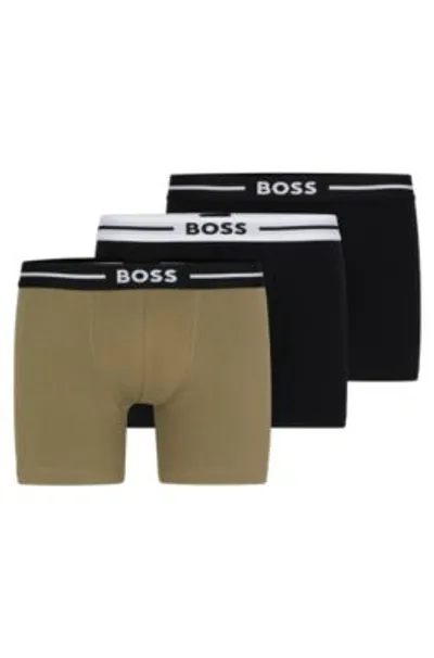 Hugo Boss Three-pack Of Stretch-cotton Boxer Briefs In Patterned