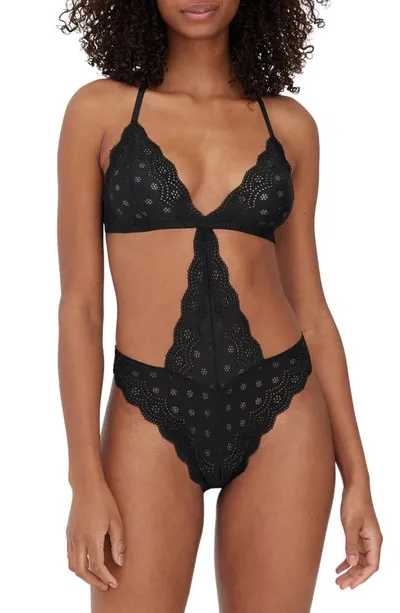 Skarlett Blue Smitten Lace Teddy In Black