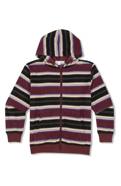 Threads 4 Thought Kids' Stripe Zip-up Hooded Fleece Jacket In Navy Multi