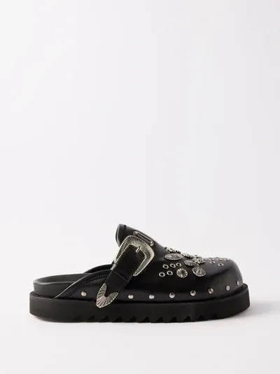 Toga Virilis Ssense Exclusive Brown Studded Loafers In Black