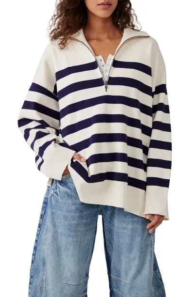 Free People Coastal Stripe Pullover Sweater In Multi