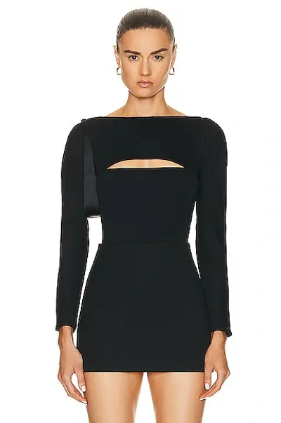 Wolford The Kimono Slit Wool Bodysuit In Black